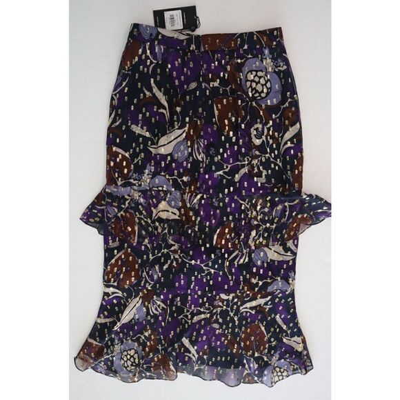 Whistles Women's Sz 2 Purple Arabella Montrose Floral Print Silk Skirt $359 - Picture 9 of 15